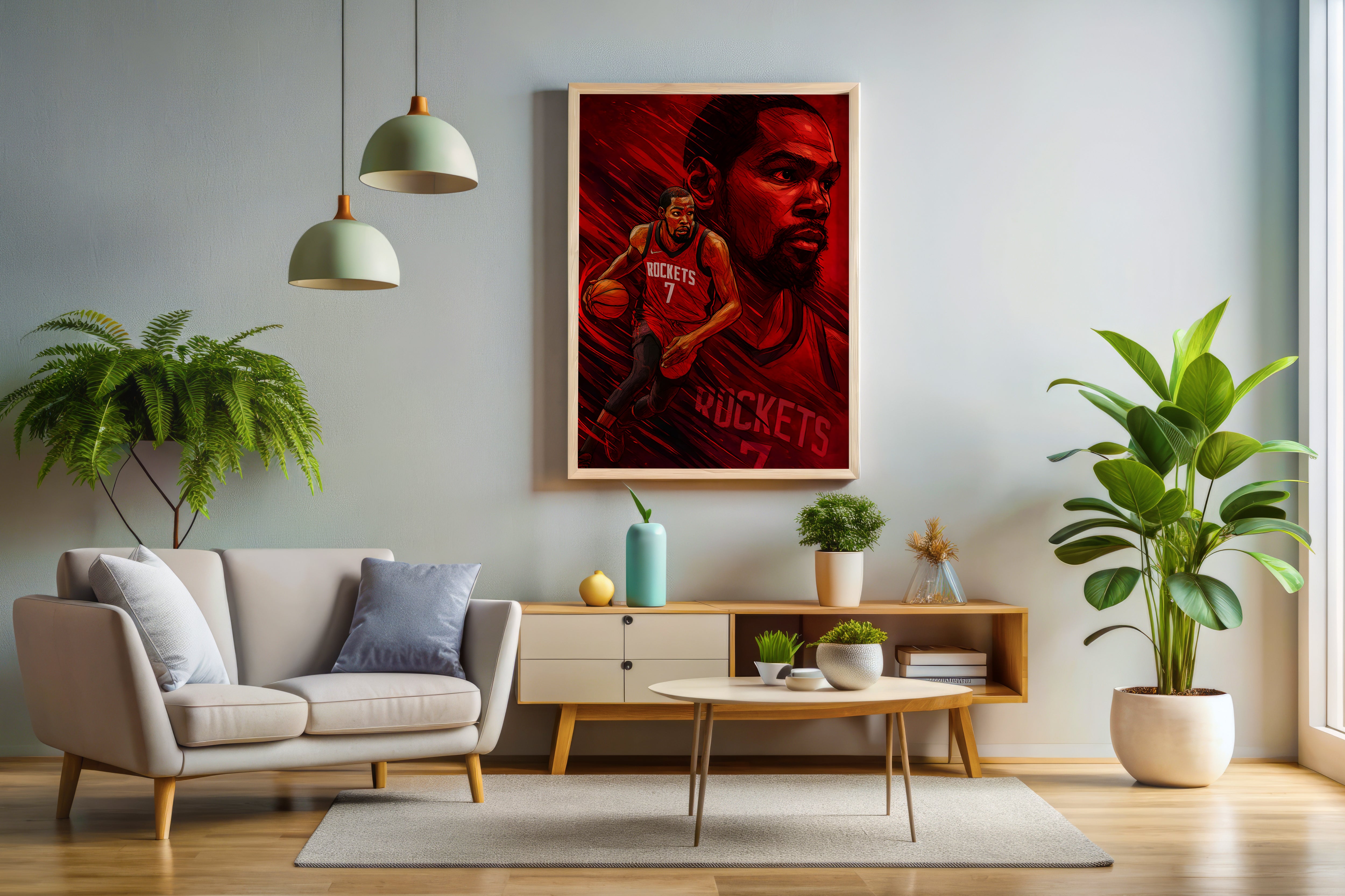 Kevin Durant Rockets Poster or Wrapped Canvas